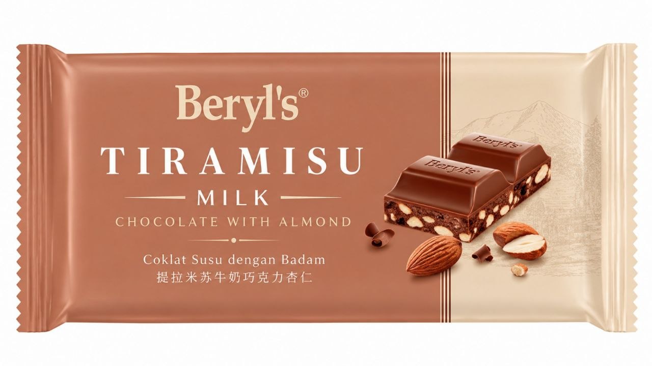 Beryl's Tiramisu Milk Chocolate With Almond 160g